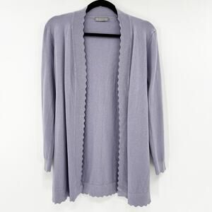 Evolution by Cyrus Women's Purple‎ Scalloped Long Sleeve Cardigan Sweater XSP